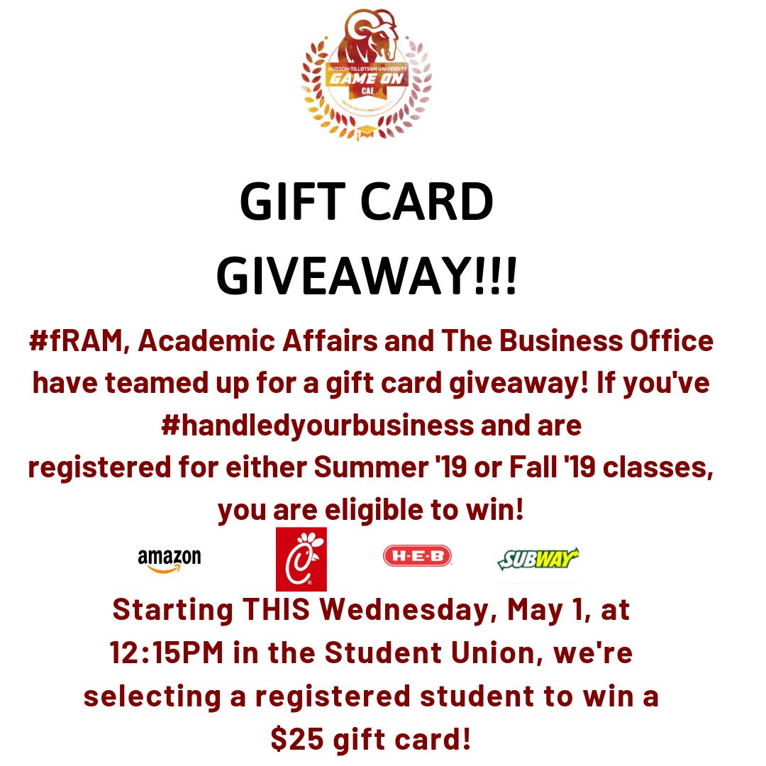 CAEassist's tweet image. #fRAM, this is happening TODAY at 12:15PM in our Union! If you have not yet registered, go see your Advisor ASAP, so that you can be entered in time for today’s giveaway💰🐏 💳 ! Special thanks to our ht_busoffice for teaming up with us on this💜#HTisIDEAL #registerNOW #gameon