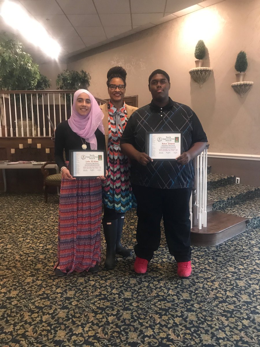 mscargill's tweet photo. Congratulations to Laila Ali-Khan and Kalyn Jackson on receiving the Clinton Twp Area Optimist Youth Appreciation Award today! Great job! # GoDragons! #Clintondale https://t.co/N4CXc7tNJO