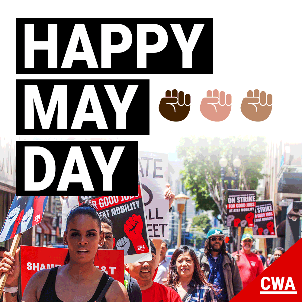 CWAUnion's tweet image. On #MayDay / #InternationalWorkersDay we celebrate working people all over the world standing up in solidarity for worker power. 

We have each other's backs today and every day.