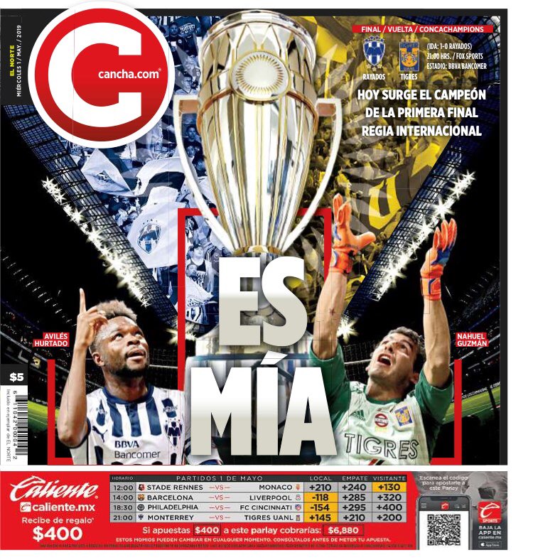 RMorenoCANCHA's tweet photo. #LaPortada
Así amaneció @CANCHAELNORTE
Clásica edición
- Llegó la #FinalRegia
- El mejor #Clásico
- @AlonsoDT
- #Tuca
- @Rayados
- @TigresOficial
- @11tona
- #GonzálezOrnelas
- #Opinión
- @10APG
- @NicoGabSanchez
- @OBatocletti
- #Elárbitro
- #Seguridad
- @rogelio7funes y #Pabon https://t.co/B9ullVwk63