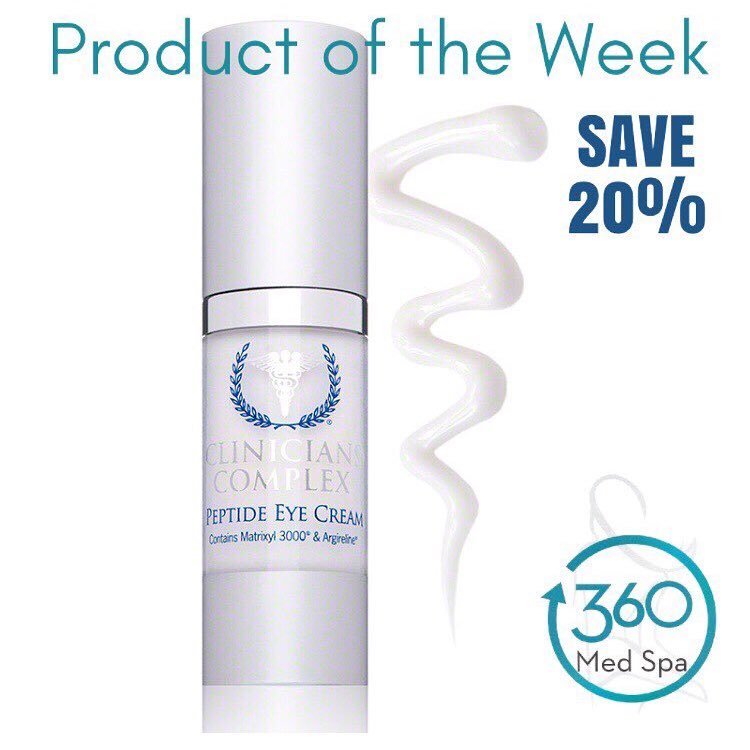 360Buford's tweet photo. 💙 Our Product of the Week is #CliniciansComplex Peptide Eye Cream! Save 20% and get glowing! Call us at 770-932-2662. 💙  #eyecream #parabenfree #wrinkles #skin #antiwrinkles #Matrixyl3000 #medspa #buford #sugarhill #millcreek #braselton #mallofgeorgia  #360medspabuford #atl https://t.co/6ASK4rE5DE
