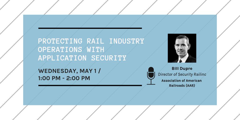 In Orlando for #SecureRail19? Join Bill Dupre, Railinc’s director of security, this afternoon at 1 p.m. for a session on web-based application attacks and technologies available to help identify vulnerabilities in applications. securerailconference.com/rail_education…