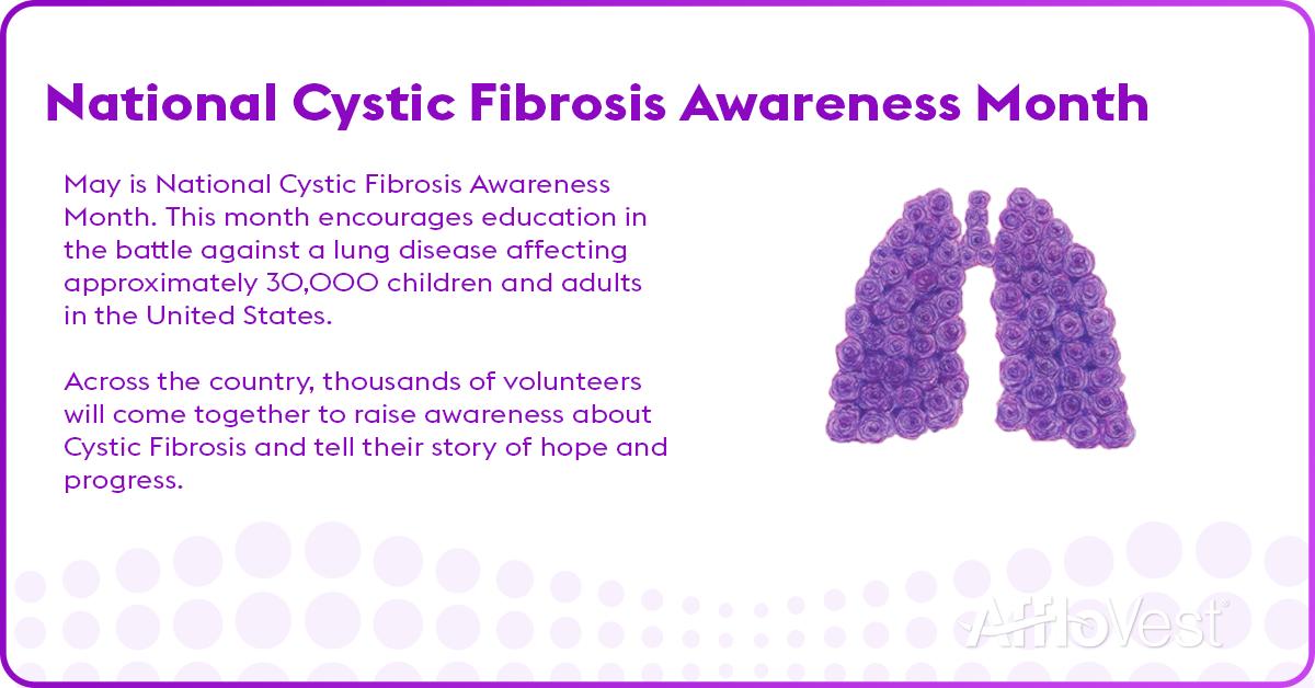AffloVest's tweet image. This month encourages education in the battle against a lung disease affecting approximately 30,000 people in the US.
Across the country, thousands of volunteers will come together to raise awareness about #CysticFibrosis &amp;amp; tell their story of hope &amp;amp; progress.
#CFWarrior #CFMonth