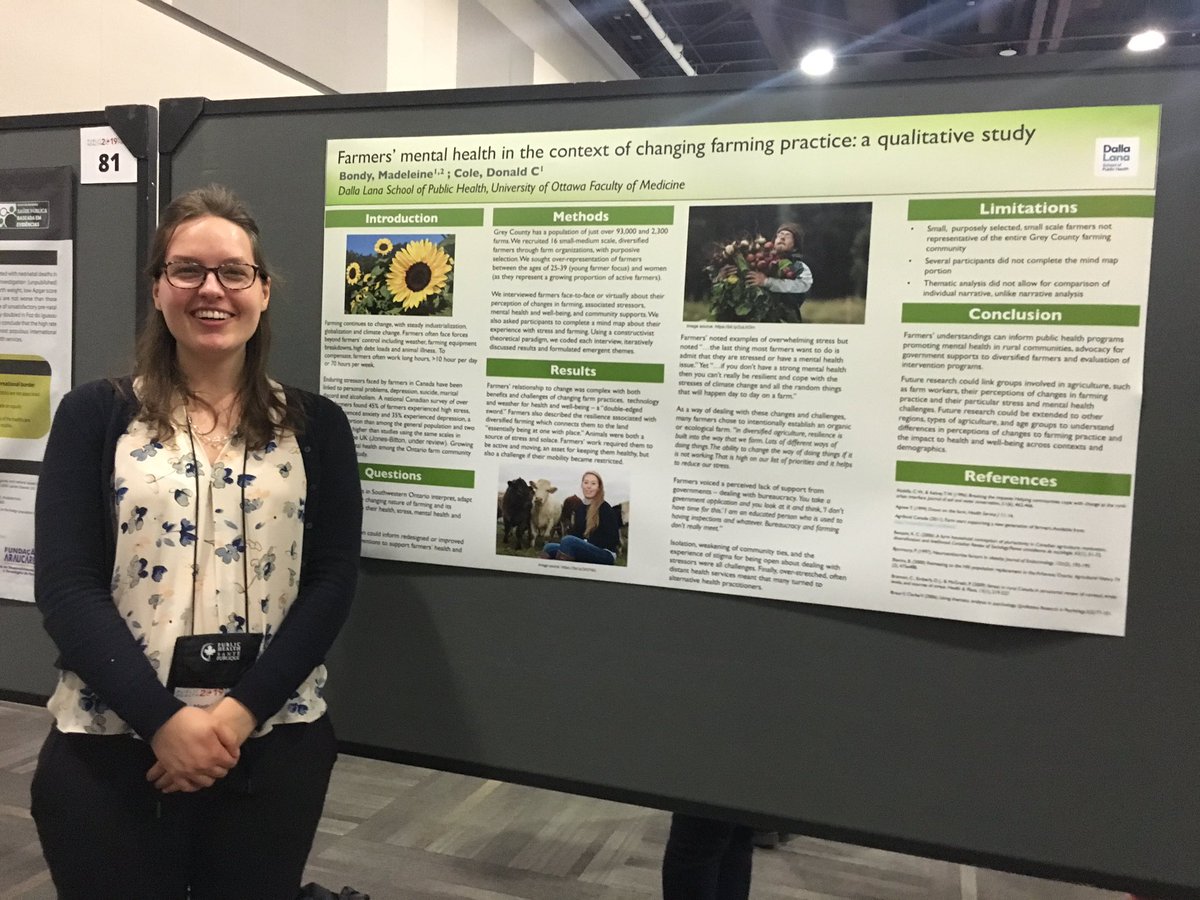 maddybondy's tweet photo. Hello @CPHA_ACSP come and see our poster on farmers’ mental health in Grey County Ontario and have a discussion on what public health can do to support farmers! #sdoh #CPHA2019 #onpoli https://t.co/TqNSi1tjIl