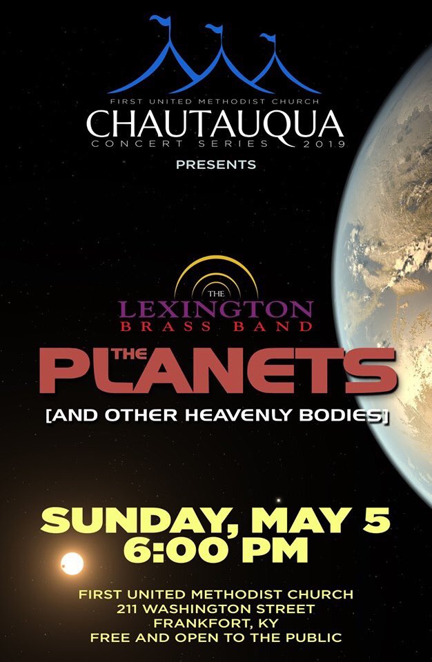 EMS_Band's tweet photo. Come on out to @FUMCFrankfort this Sunday for what is going to be an outstanding concert by the Lexington Brass Band, featuring a solo from our very own low brass instructor, Dr. Brad Keesler, on trombone! 6:00 PM - FREE! @FranklinCoBand https://t.co/DotMAfpVAS