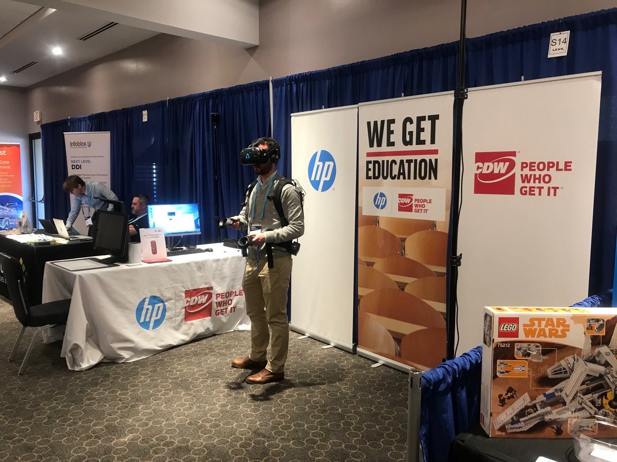 teaching_w_tech's tweet photo. We are kicking off #BCNET 2019 with a pretty neat #VR experience! Come check out our booth! @HP https://t.co/PMtMrD2dJI