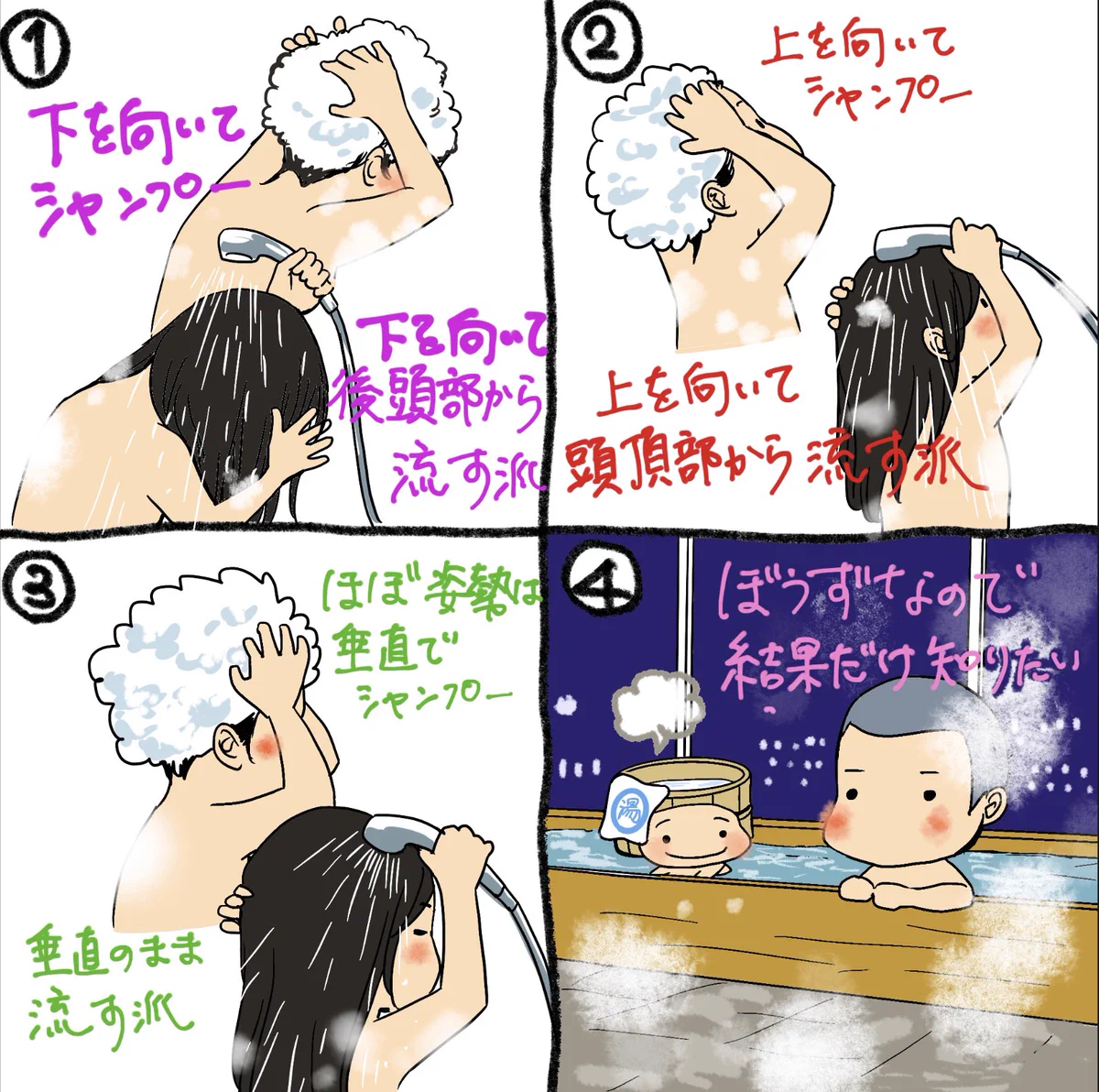 シャンプーする時の姿勢ってあなたはいったいどんな姿勢？