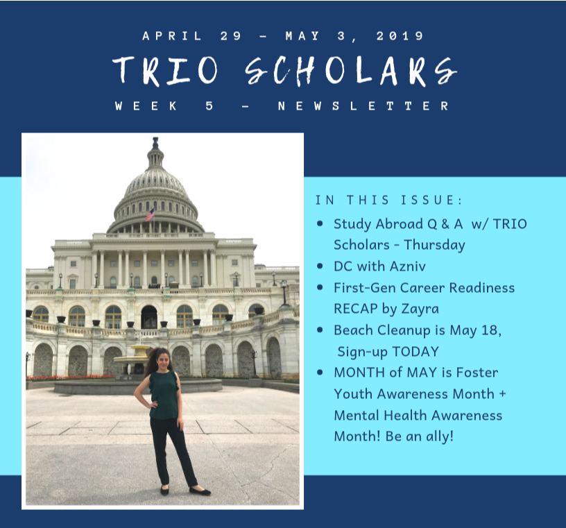 trio_uci's tweet photo. TRIO Newsletter Spring '19: Week 5, April 30th - May 3rd - https://t.co/qxvlXsWSqK https://t.co/pZnJlcMAha