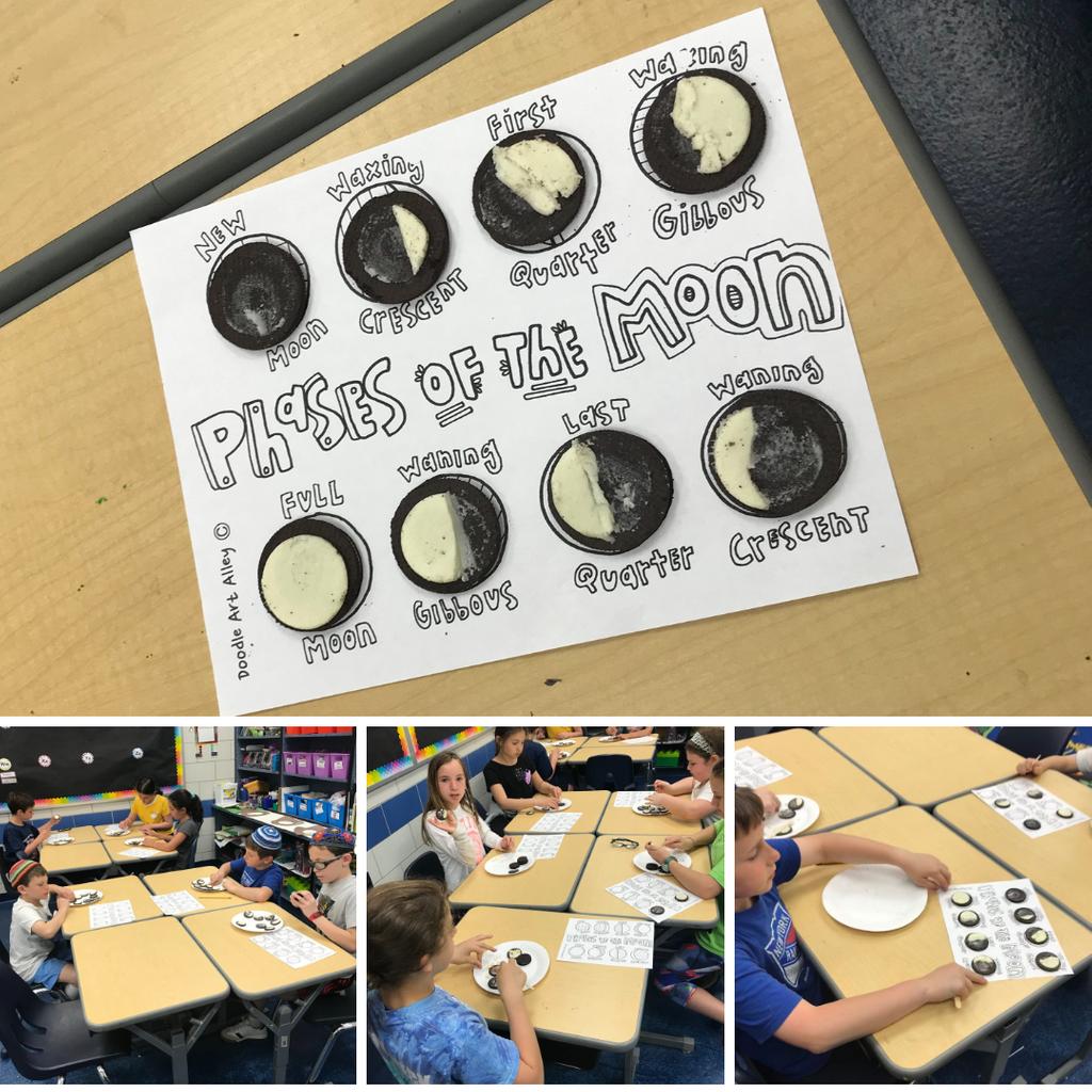 KellmanBrown's tweet photo. 4th Grade uses Oreos to learn about the phases of the moon!

#4thGrade #elementaryschool #moon #phase #phases #Oreo #Oreos #cookies #Science #STEM #JSTEM #ball #outerspace #space #learn #play #eat #JewishEducation #Jewish #Community #Education #teach #explore #dream #discover https://t.co/VEf1G2Te2t