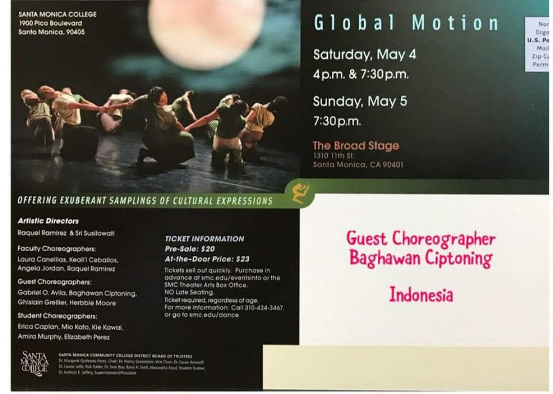indonesiainla's tweet photo. This weekend! The #globalmotion is at stage!

Offering exuberant samplings of cultural expressions at #santamonicacollege

The "#hanuman" Ciptoning of Indonesian Consulate will also be there!

Get the tickets at https://t.co/MWrsTLtyk0

See y'all at the Broad Stage#IndonesianWay https://t.co/7fc9RIF5eG
