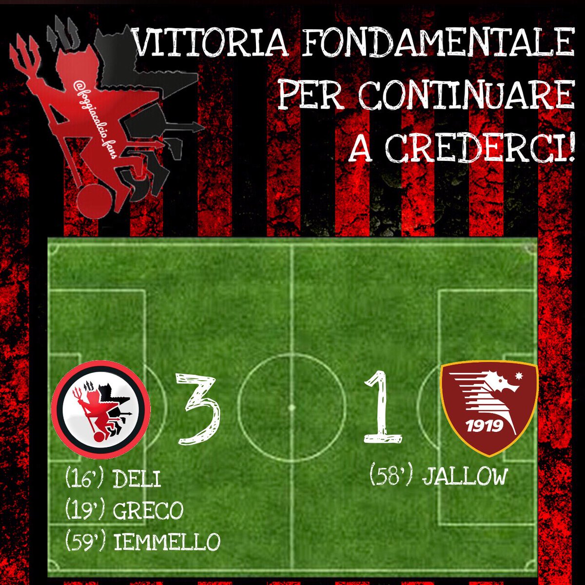 fgcalcio_fans's tweet photo. Foggia 3 Salernitana 1
@Lega_B @FoggiaCalcio
#fogsal #serieb #foggiacalcio https://t.co/JKAP8WQMDc