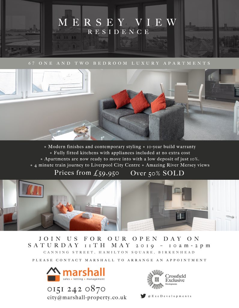 We are delighted that our apartment scheme in Birkenhead is nearing completion - Mersey View Residence. 
We have an open day on 11th May for prospective buyers to view all remaining apartments. Please contact office@marshall-property.co.uk to register your interest.
