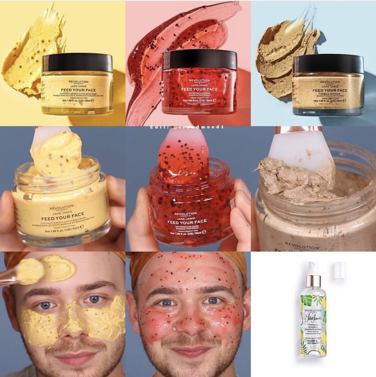 Trendmood on Twitter: "Available Now! 🚨 Online @makeuprevolution NEW Collab! 💦😍 #makeuprevolution X #jakejamie Includes: -Tropical Essence Spray 🌴$7 -Watermelon Hydrating Mask 🍉 $11 -Coconut, Mango &amp; Chi Seed Radiant Glow