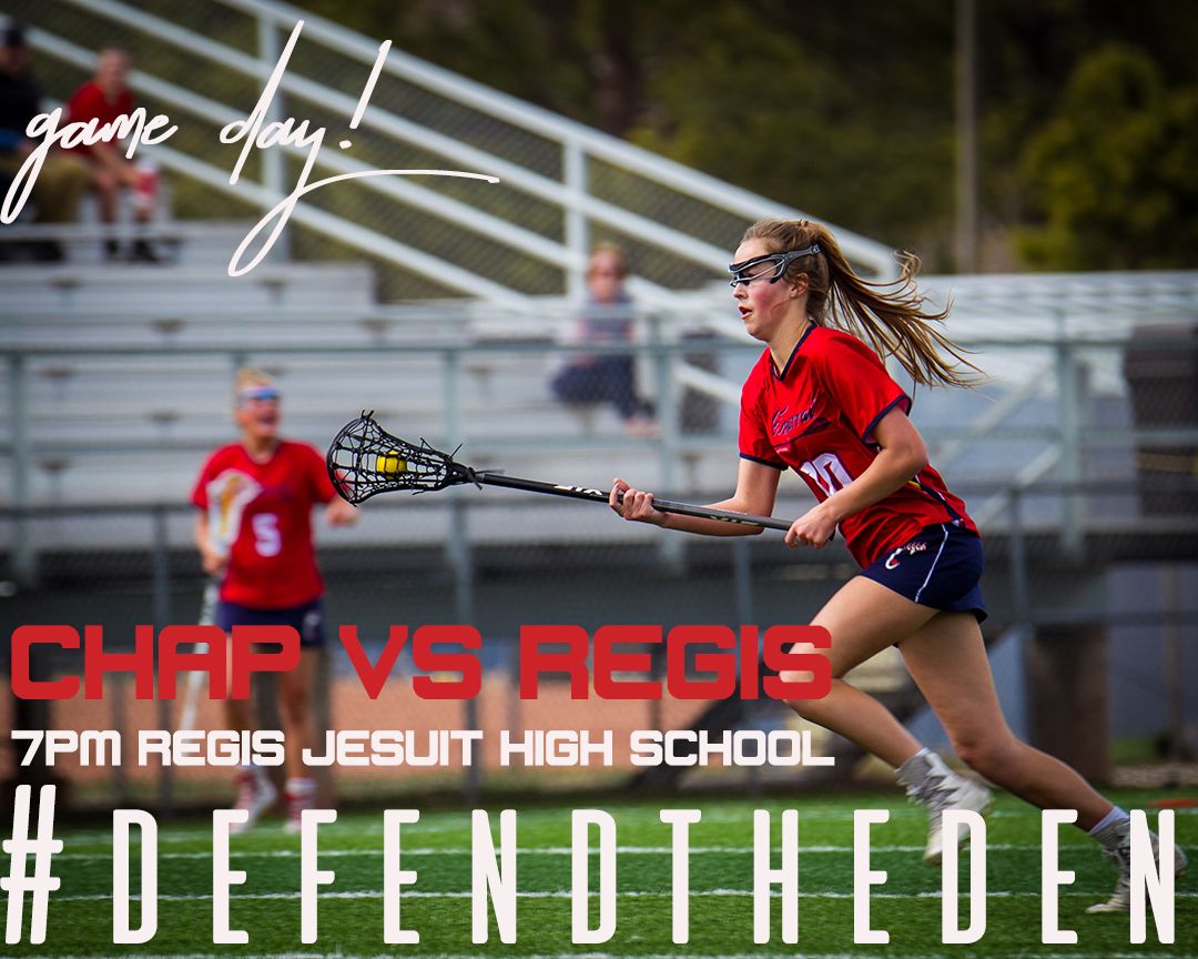 It's GAME Day!
CHAP GLAX taking on #4 REGIS
7PM tonight!
REGIS JESUIT HIGH SCHOOL 

#defendtheden #lax #copreps #styxup