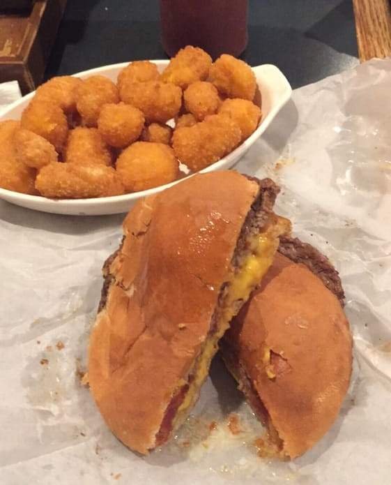 A Green Bay classic, burger and cheese curd from @krollswest. 🙌 👍😋