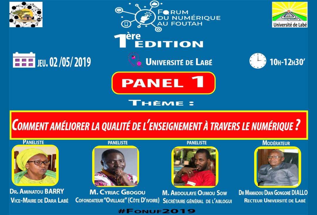 Programme de la première journée du Forum du Numérique au Foutah <a href="/ForumFoutah/">Forum du Numérique au Foutah</a> .
Rendez vous ce jeudi au centre universitaire de Labe.