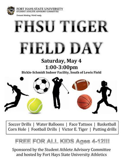 tisa_mason's tweet photo. Tiger Field Day is this Saturday, May 4, from 1 pm to 3 pm at the Bickle-Schmidt Indoor Facility! 

The event is free to kids ages 4-12 and provides opportunities to interact with FHSU Athletes and participate in various activities.

Contact hmperkins@mail.fhsu.edu for questions. https://t.co/0MGdjj5niv