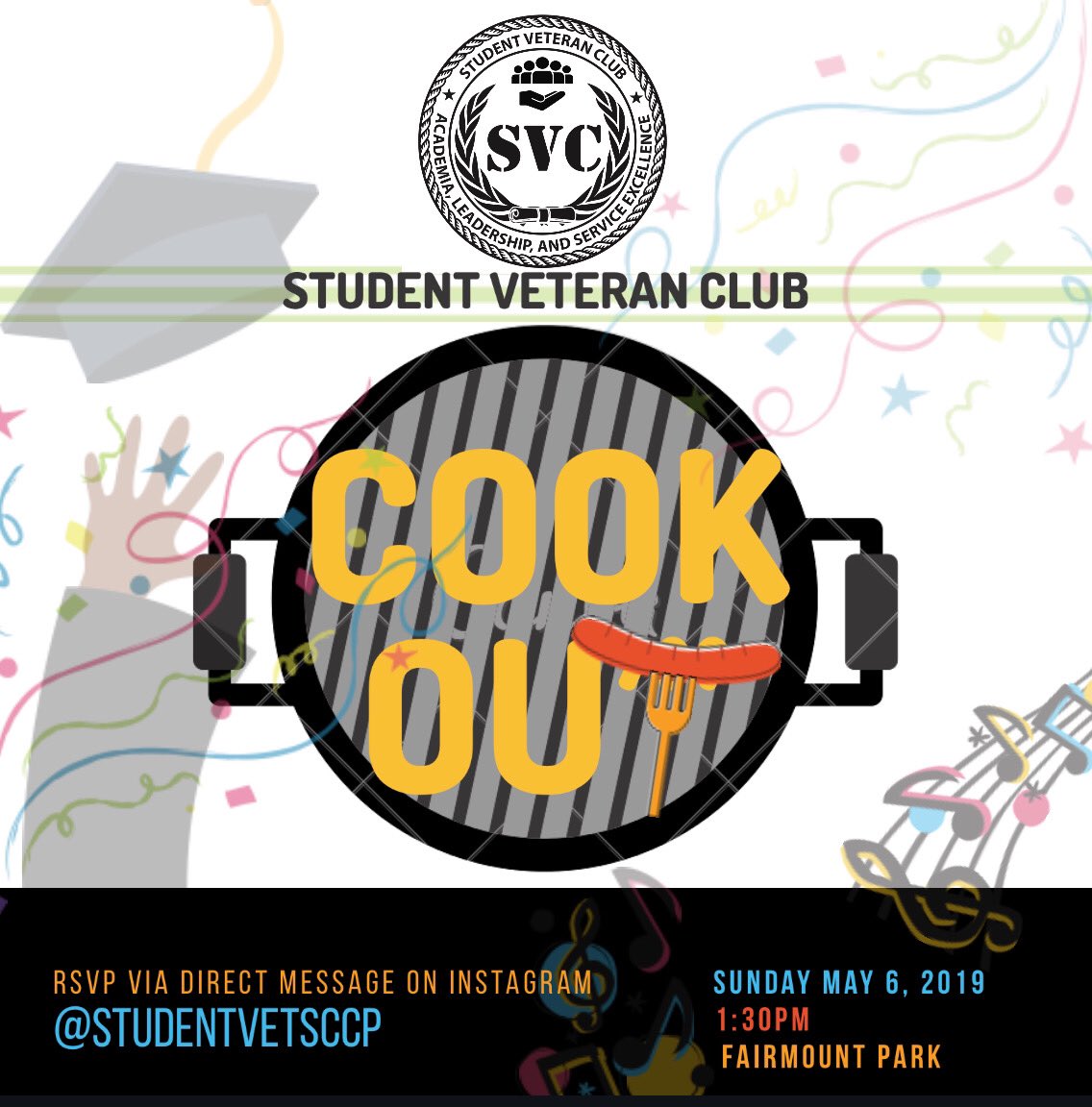 StudentVetsCCP's tweet image. You don’t want to miss it🎊🔥 And you can bring your own side, snack or drink if you’d like. #TellAFriendToTellAFriend and #ComeCelebrate @CCPedu @TheVanguardNews @CCPTV53 #SVA #VeteransPartyToo #EndGame #FinalsAreOver