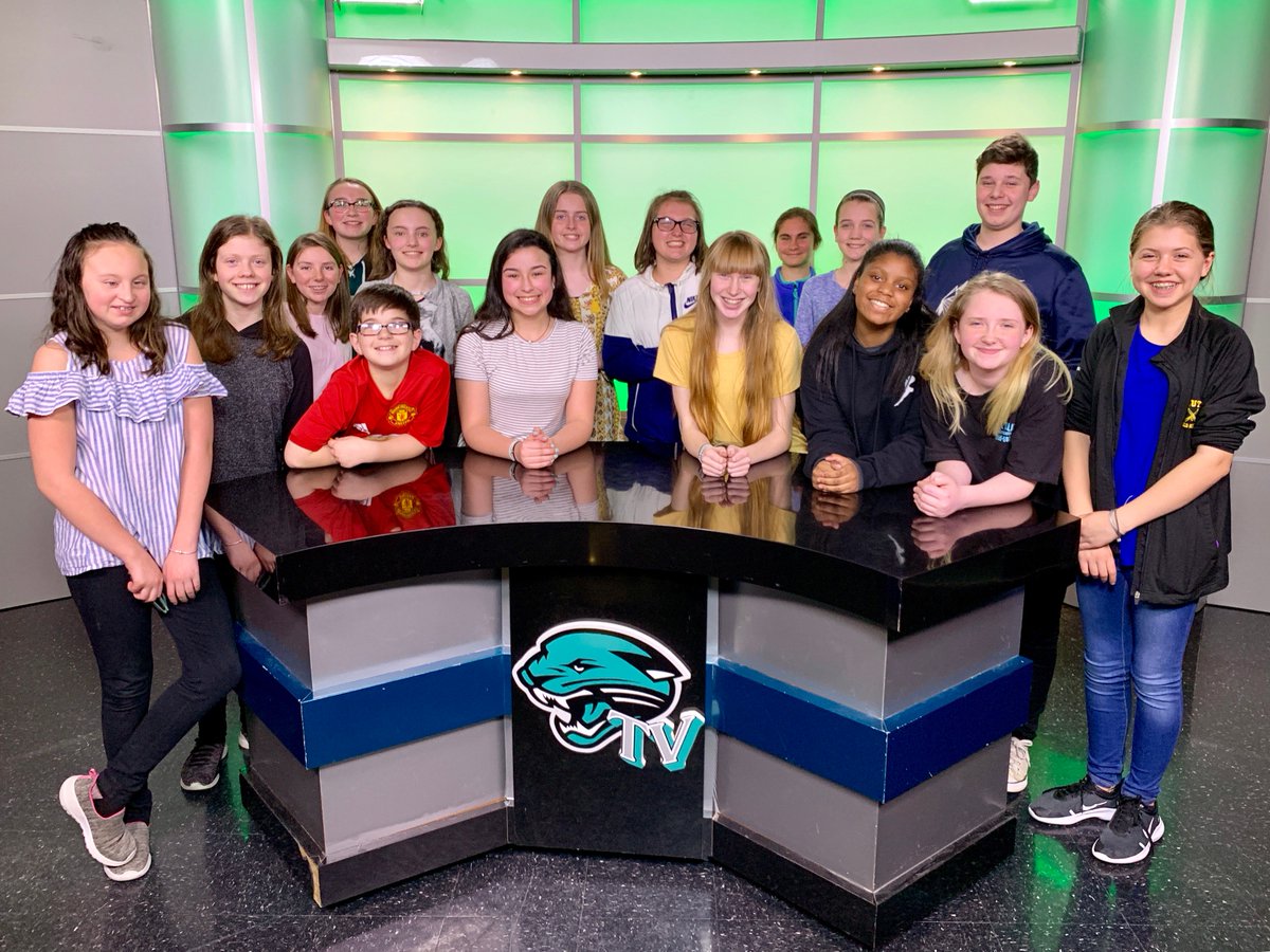 JagTVPSMS's tweet photo. We filmed our Spring 2019 News Special this week at PSHS! What an unbelievably talented crew. This episode will be airing SOON. 📽️ #PPSstudents @PlymouthSch @PlymouthEDTV https://t.co/bd8ry2WGgx