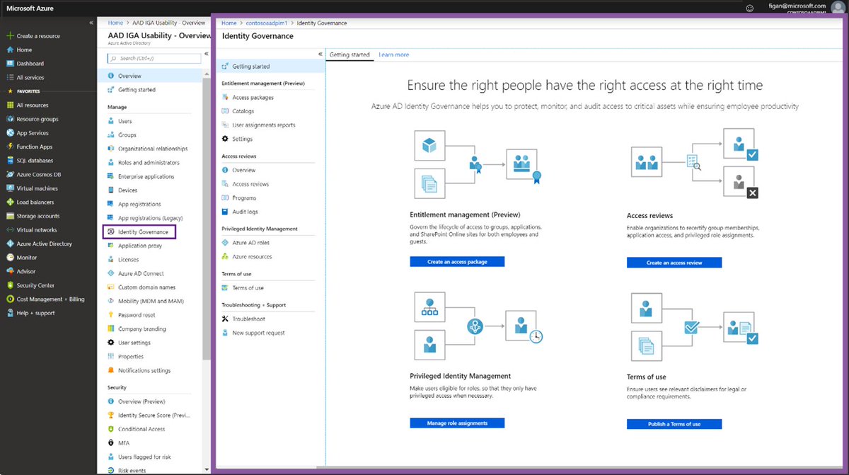 fionnagan's tweet image. 🎉 Identity Governance is officially in #AzureAD! You can find it in the left menu, from there - Every. Single. Governance. Feature... in ONE place! That’s PIM, access reviews, TOU, and entitlement management in preview!

#identitygovernance #pim #accessreviews #tou #entitlements