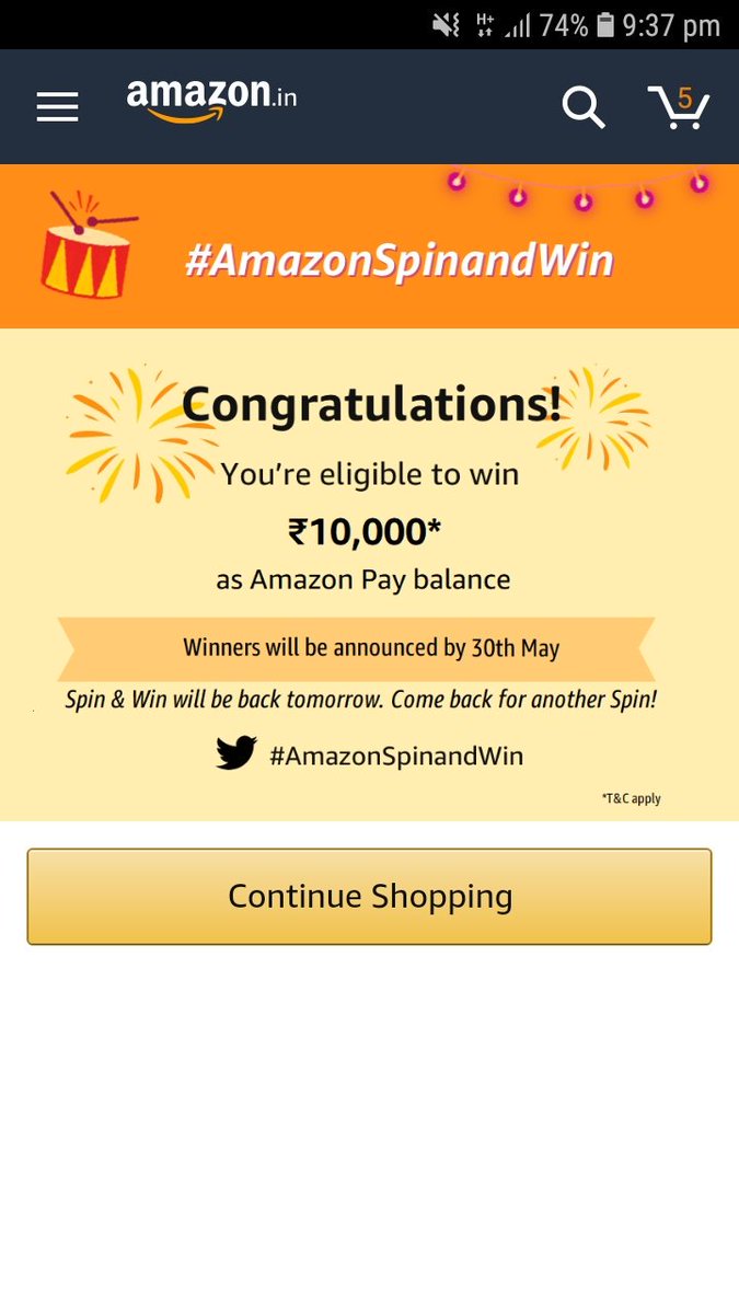MinzUsha's tweet photo. #AmazonSpinAndWin
@amazonIN @amazon https://t.co/0NFUKoHFLm