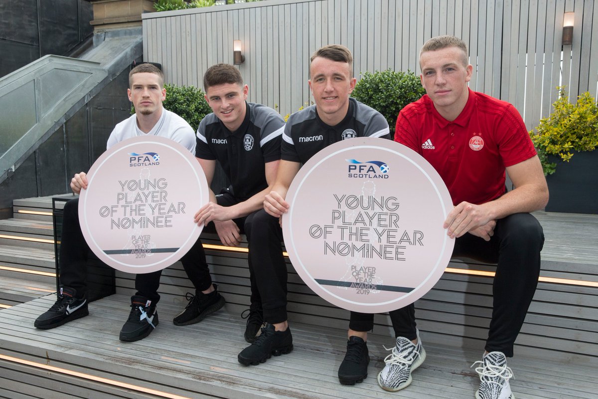 PFAScotland's tweet photo. And the four @PFAScotland Young Player of the Year 2019 nominees @MotherwellFC @10DavidTurnbull @Jakehastie99 @AberdeenFC @lewisferguson7 &amp; @RangersFC @ryankent #nominees #YPoY #Awards #sunday5thmay #pfas https://t.co/jL0c87AiAv