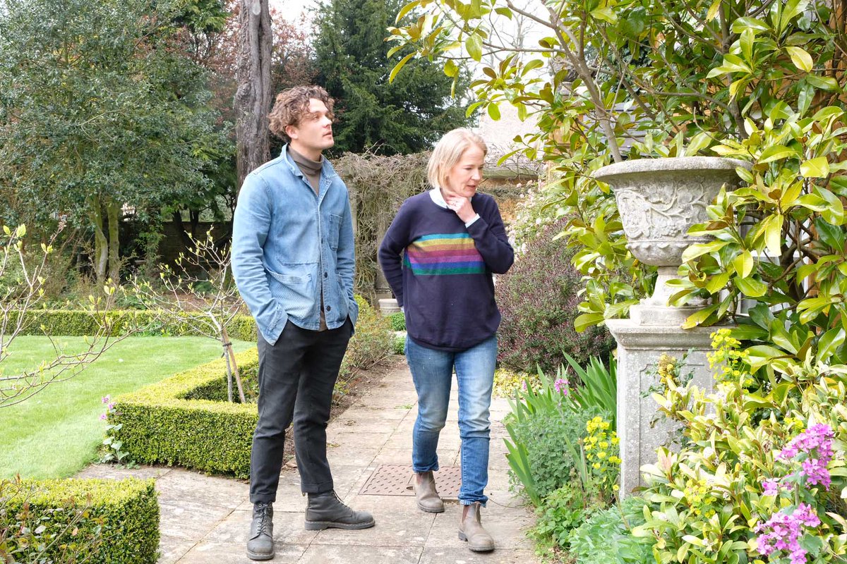 Haddonstone's tweet photo. Joanna Brinkmann and William Scholey visited our show gardens to find inspiration for the stonework to be displayed in their Long Border design at Chatsworth. Their chosen products will be revealed later this week @scholey_william @The_RHS #RHSChatsworth #PotsOfStyle https://t.co/xmnxSVFgmT