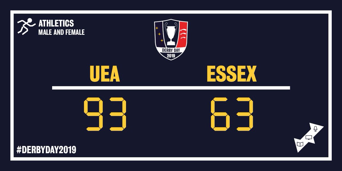 🚨ATHLETICS SCORES ARE IN!🚨

👟Congratulations to everyone who competed! #UEA Wins 93 : 63 <a href="/EssexBladesSU/">Essex Blades</a>!👟

#DerbyDay2019