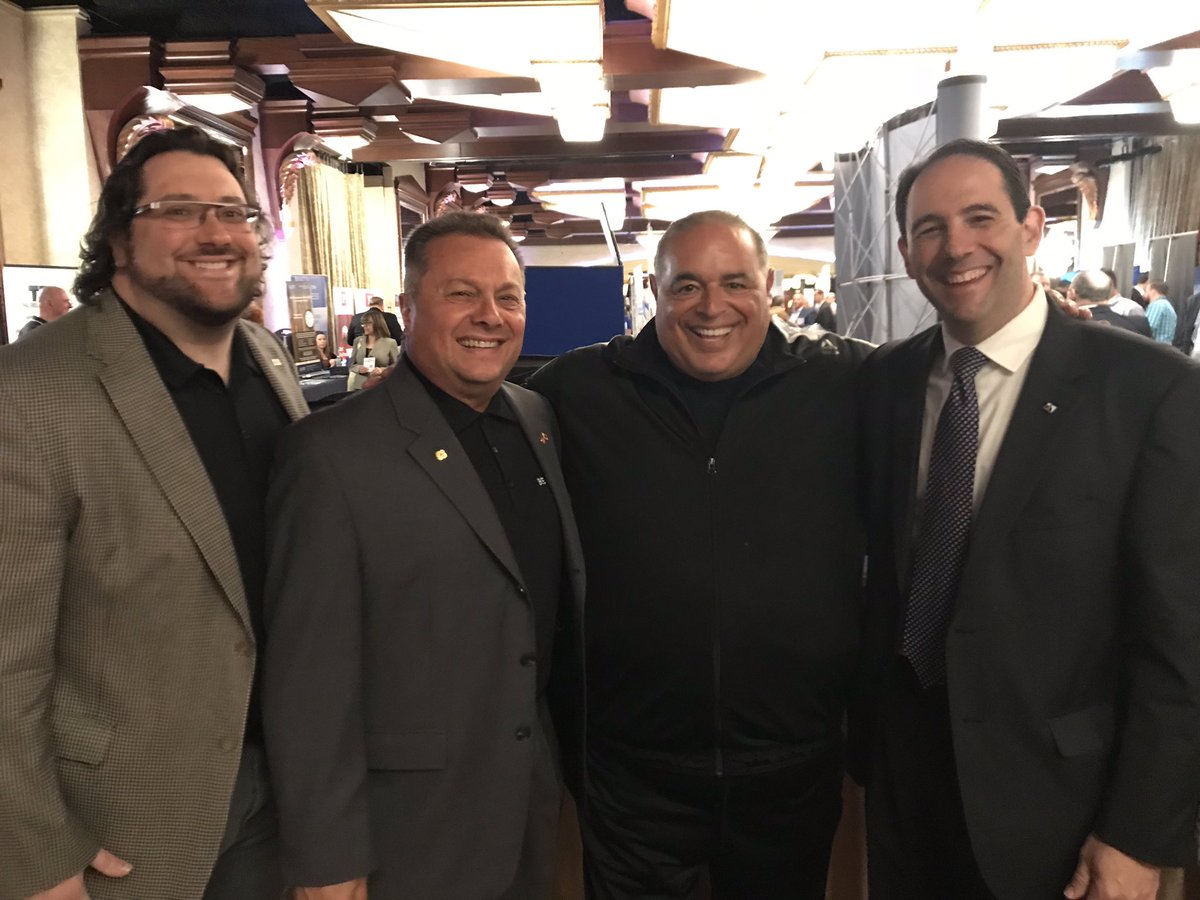 PIA_Northeast's tweet photo. @ThatJayBartow, Mike Loguercio, and @JamieAFerris hanging with @JoeRGannascoli from “The Sopranos” before today’s keynote! We are excited Joe is with us today! #LIRAP #LIRAP19 https://t.co/qy2VERO7yr