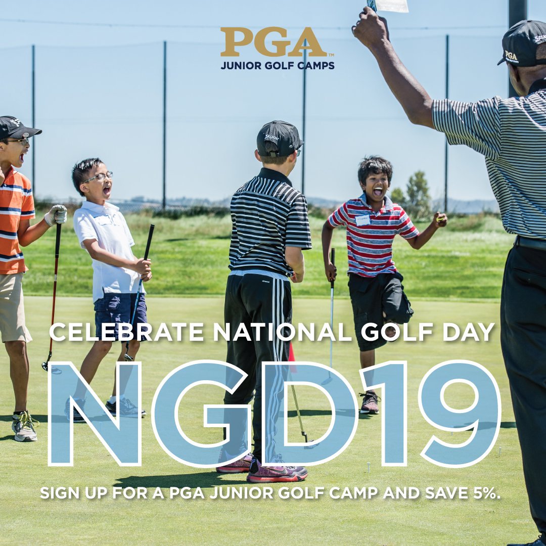 Happy National Golf Day! 🏌️‍♂️🏌️‍♀️⛳🏆 We are celebrating by offering 5% off of PGA Junior Golf Camps! Camps are filling fast, head over to PGAJuniorGolfCamps.com to register today. #pga #juniorgolf #camp #golf #youthsports #pgaplay #summer