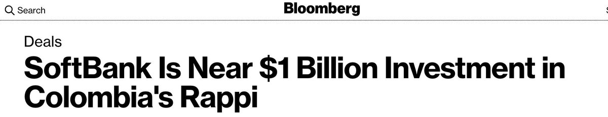 Carorossi's tweet photo. Me pongo de pie por @SoftBank. A punto de marcar un hito histórico: Inversión de cerca de $1B en los colombianos de #Rappi. Los japoneses sí le creen a #Latam. Sería la mayor inversión de la región: Pre-money valuation d $2.5 billion. Y casi, casi abrieron sus HQ en #Chile! https://t.co/xxl613Xl1G