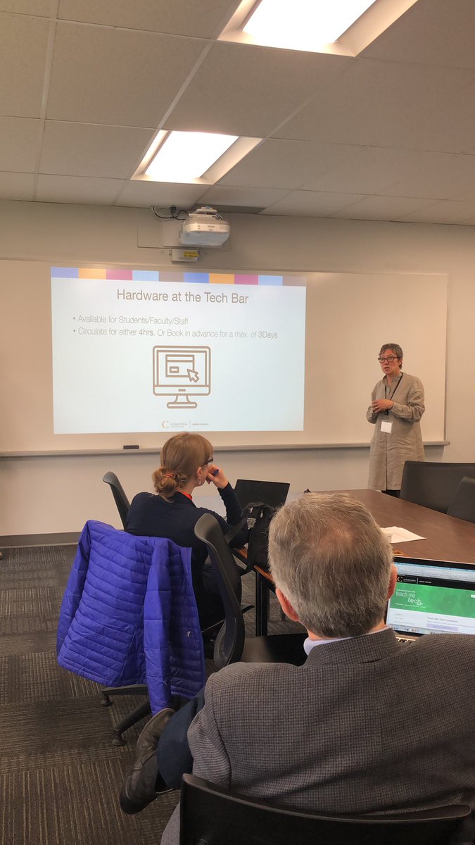 jesslyndw's tweet image. Linda’s sharing experiences supporting students with accommodations in her courses over the past year, and how the @ConestogaLRCTech Bar helped her do this #TechForTeaching