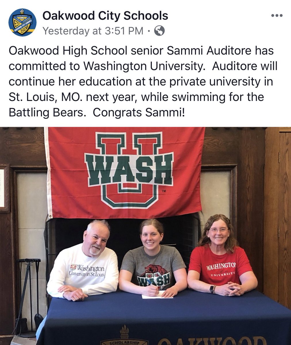 Congrats to #DaytonRaiders Senior Swimmer @sam_auditore ...👏👏👏
And she got to sign on the dotted line on her 18th Birthday!! 
Best wishes Raider-Girl!!!💫

#usaswimming #swimteam <a href="/swimswamnews/">SwimSwam</a> <a href="/WASHUSwim/">WashU Swim & Dive</a>