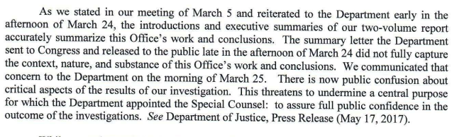 Key excerpt from Mueller's letter to Barr -- to confront this in the public shows just how bad Mueller thinks Barr's interpretation and communications have been. When's the last time a special prosecutor and AG tangled like this in the public? @PreetBharara