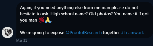ProofOfFraud's tweet photo. Is #ProofofResearch AKA #ZeroNoncense AKA #Cryptomedication and his partner #BitQueenBR above the law? https://t.co/zYNC6gta2r