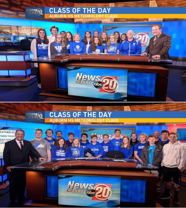 JoeCrain's tweet photo. CLASS OF THE DAY: A group so big, they had to visit the studio over two days! Thanks to @1976Jeff Meteorology class from @AuburnTrojans for coming in to learn more about the forecasting process. https://t.co/tRvq7c4vfz