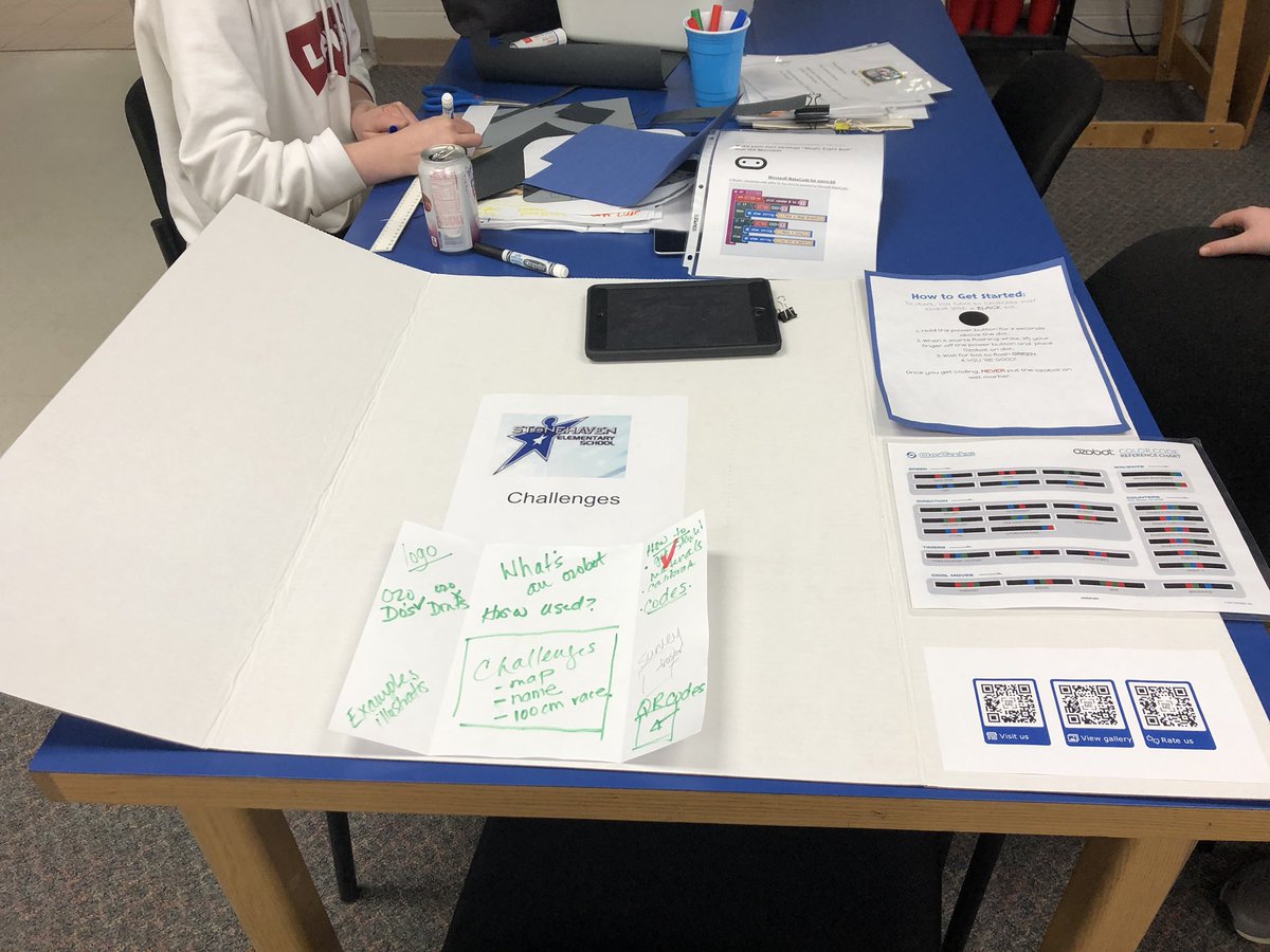 StonehavenES's tweet photo. Student Tech Team working through lunch hour to prepare their @Ozobot Poster session for the @YRDSB #YES2019 #yrdsbcodes #studentleaders #collaboration #proudteacher https://t.co/XoBYNLgWt2