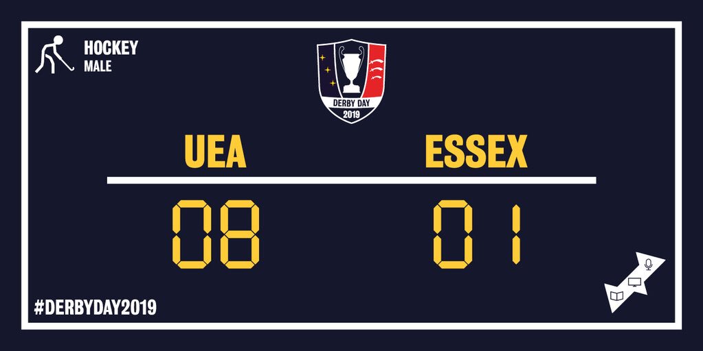 🚨MALE HOCKEY SCORES ARE IN!🚨

👟Congratulations to everyone who competed! #UEA Wins 08 : 01 <a href="/EssexBladesSU/">Essex Blades</a>!👟

#DerbyDay2019