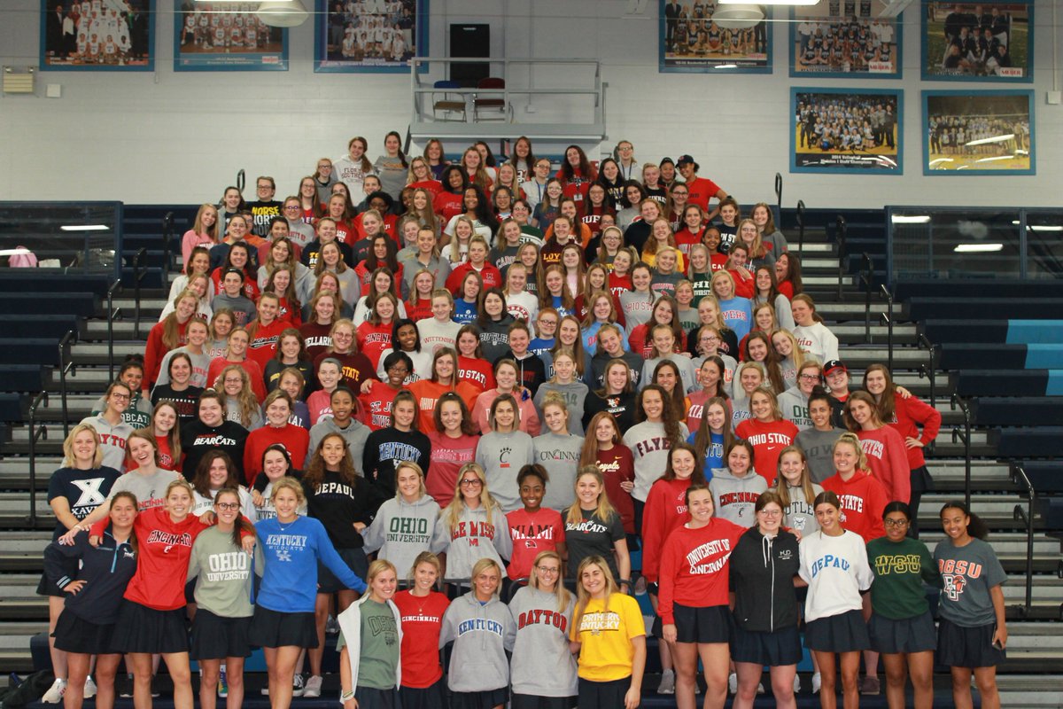 MNDCougars's tweet photo. The MND Guidance Department held its annual Collegiate Signing Day today for our seniors as a way to celebrate the completion of their journey along the Road to College they started as freshmen! Congrats, Ladies! 💙#Classof2019 https://t.co/f3IiwuVwaG