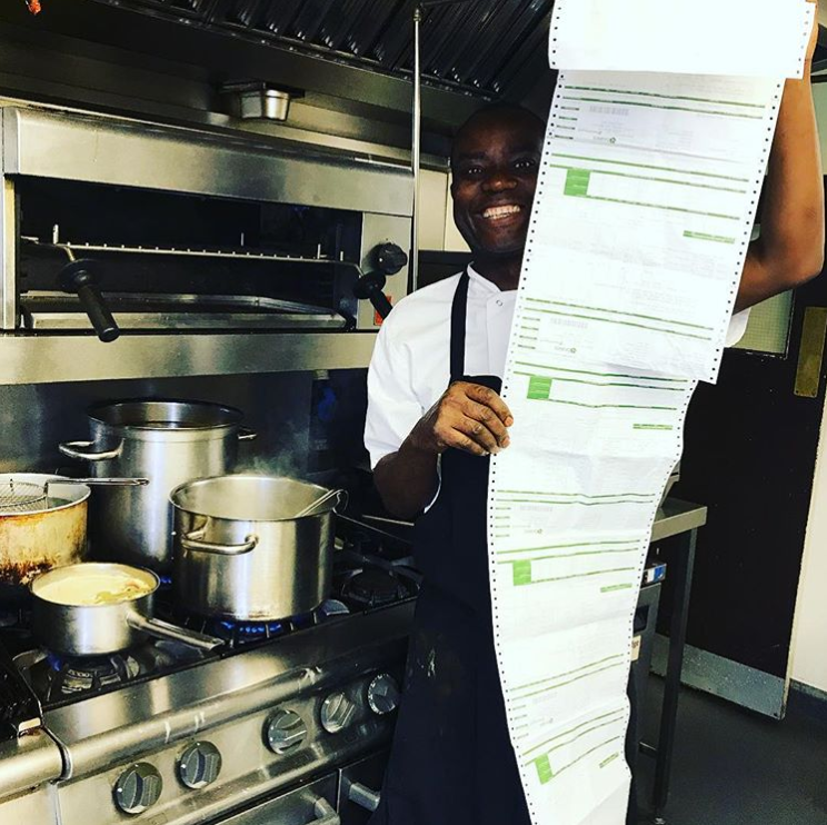 Photo of the delivery slips from <a href="/Lamb_and_Flag/">Lamb and Flag</a> ready for the cook off of the new menu! Look at that smile though chef! #beproudofit #cheflife #newmenu #londonpubs #coventgarden