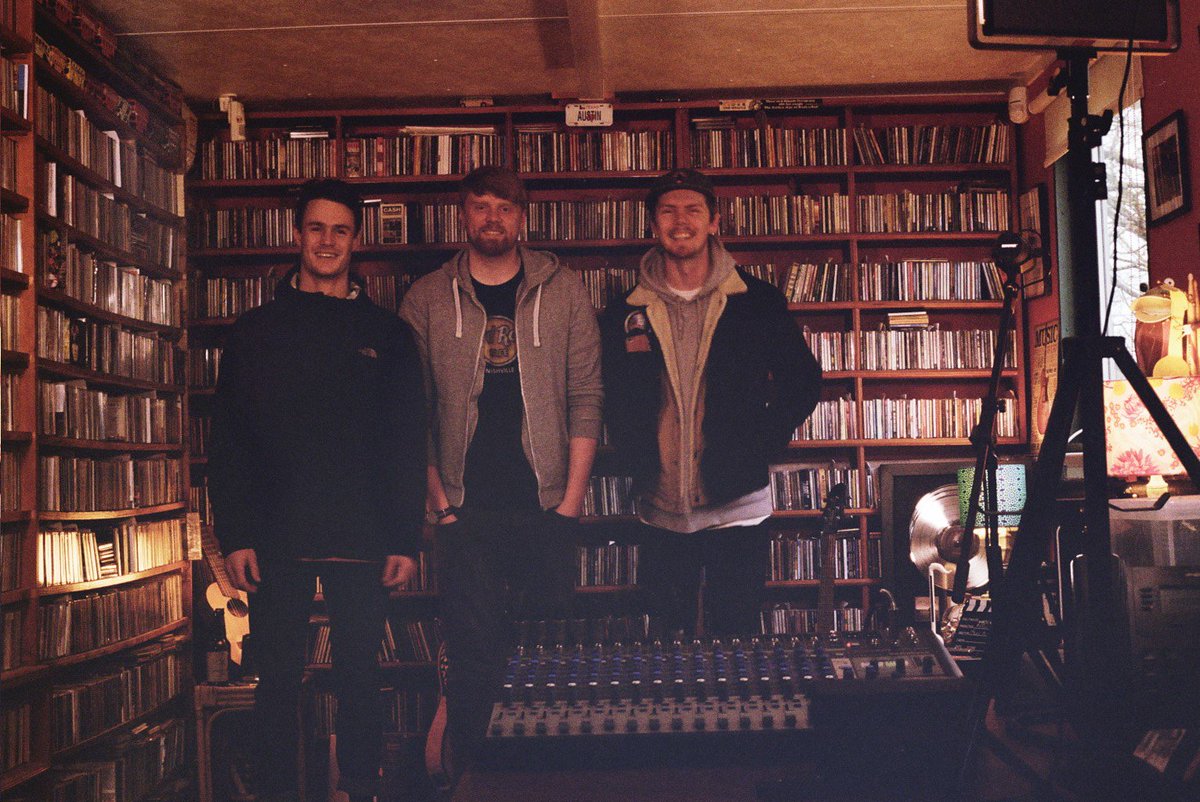 Here's a 35mm shot of <a href="/LloydJerwood/">Lloyd Jerwood</a>, <a href="/MilesMH92/">Miles</a> and myself just after recording 3 songs for @WhisperingBobTV. More to come from this session soon! You can watch the first video here: youtube.com/watch?v=byHxrp…