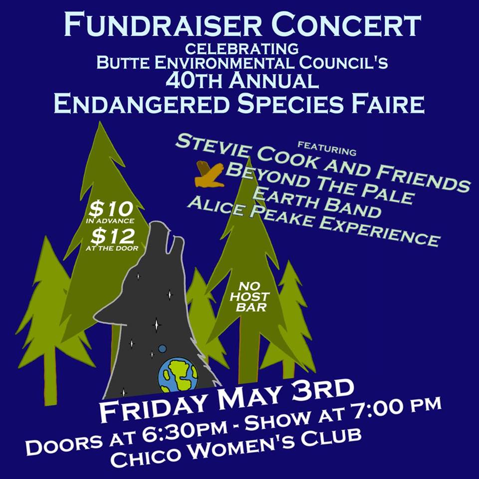 BECprotects's tweet photo. Join us Friday, May 3rd at the Chico Women's Club to celebrate the
40th Annual Endangered Species Faire
 
LIVE performances! 

Doors open at 6pm, Show starts at 7pm
$10 in advance, $12 at the door

Tickets are available at 
https://t.co/UD3886LUZq 
or call 530-891-6424
#BEC #ESF https://t.co/k0n9yC72Fr