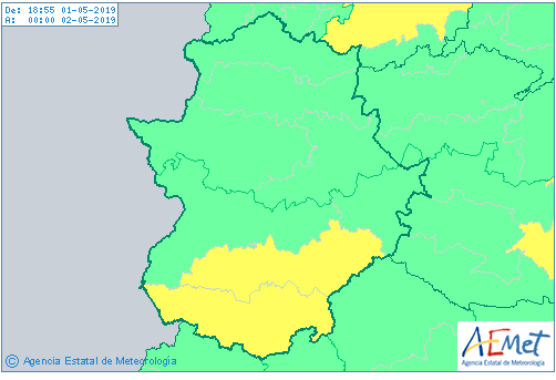 JuntaEx112's tweet photo. #AVISO #AEMET #FMA #TORMENTAS CENTRO 112 activa #Alerta NIVEL AMARILLO en BARROS y SERENA Y BADAJOZ SUR Desde 18:00 HORAS DEL 01/05/2019 a 21:00 HORAS DEL 01/05/2019 https://t.co/u6g2tMYbHH