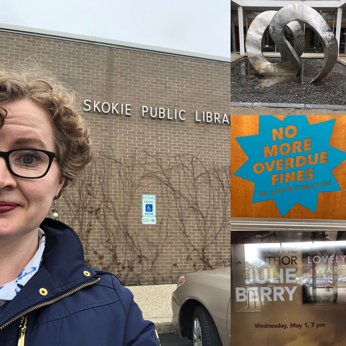 JulieBerryBooks's tweet image. 3 reasons to love @skokielibrary where I’ll read #LovelyWar 7 tonite thanks to @the_book_stall: 1. #sculptures in puddles 2. Enlightened #libraryfines policy 3. Gorgeous event publicity. Also, airy space &amp;amp; huge collections. If I lived here, I’d live here. @illibraryassociation