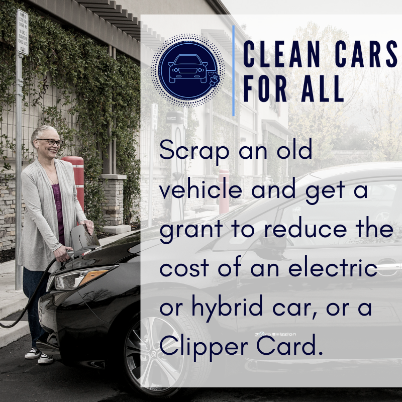 AirDistrict's tweet photo. Bay Area residents can receive up to $9,500 towards an electric vehicle! Learn more about the Clean Cars for All program and find out if you’re eligible: https://t.co/QdSAPA9uko. #EVs #electricvehicles #capandtrade #CAClimateInvestments @AirResources https://t.co/agAUEmxhBJ