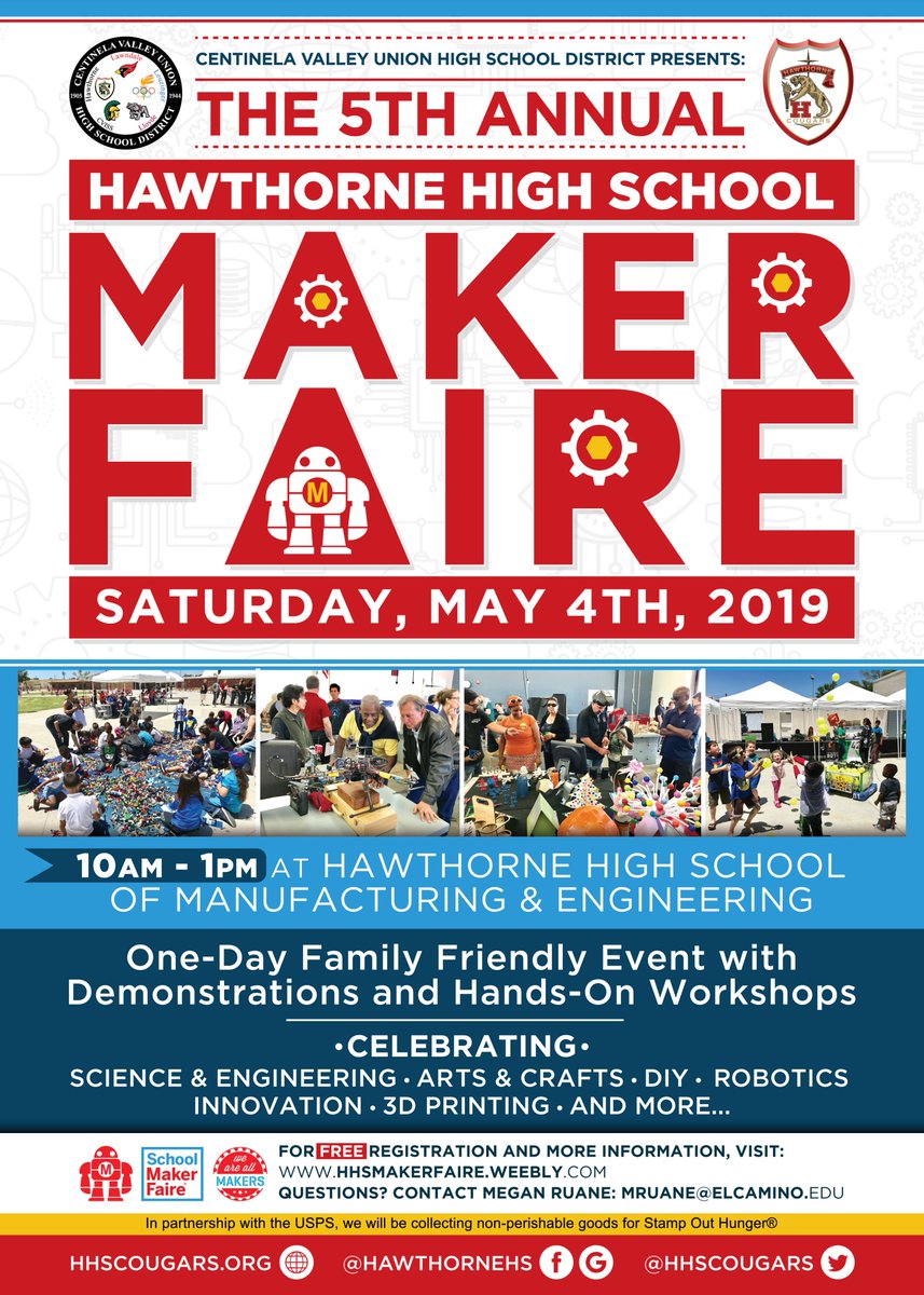 CVUHSD's tweet photo. Don't miss out on this year's awesome #MakerFaire @HHSCougars, a FREE family-friendly event with demonstrations and hands-on activities for kids of all ages, and adults too! Come check it out THIS Saturday! #theCVway #Learn https://t.co/td6Ct7OwmS