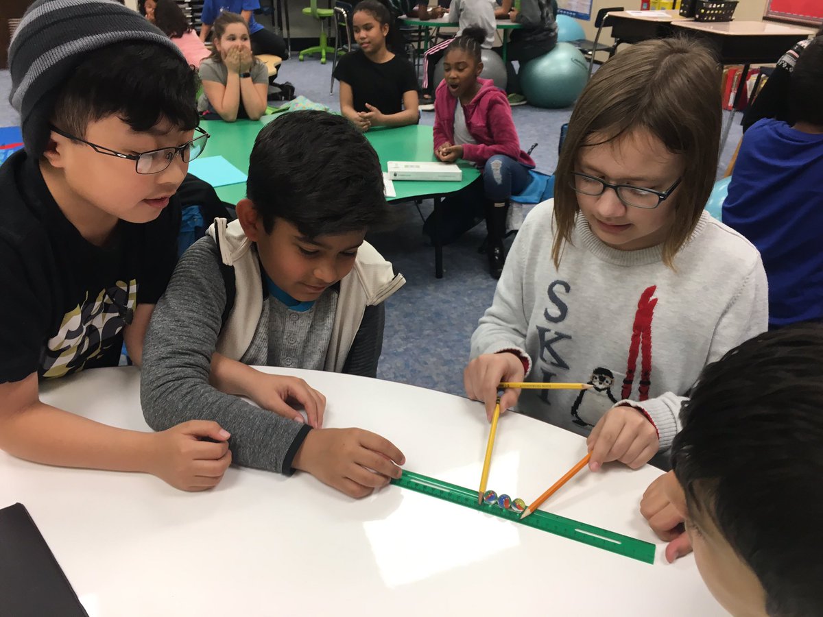 MsKuhlmann's tweet photo. Just loved the looks of shock and excitement on every face during today's collision investigations! We are quickly becoming energy experts! @STEMscopes #StevieStar #63Impact https://t.co/KfIX2mZEf5