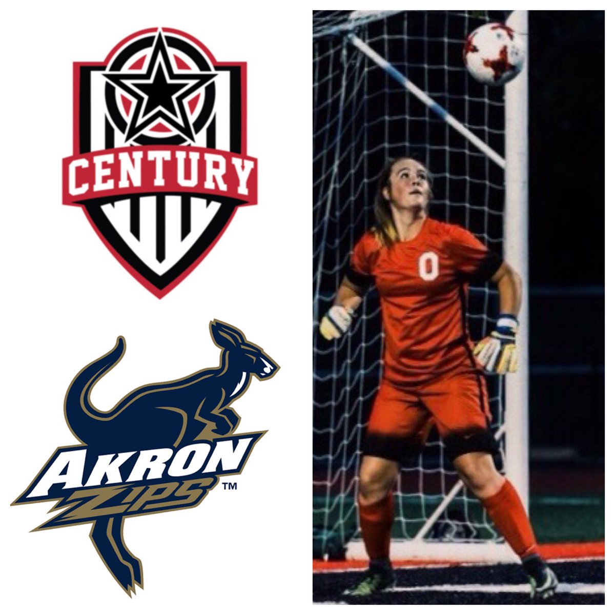 Century_Utd's tweet photo. Congratulations to @jillian__rocco from the Girls 2001 Gold on her commitment to the University of Akron. #RepCentury #GoZips https://t.co/xppNApoyoq