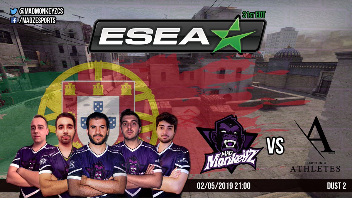 MadMonkeyzCS's tweet photo. Depois da derrota de hoje para a @pevoleague vamos nos redimir amanhã no nosso primeiro jogo da ESEA (31ª Edição) contra os @ATHLETESeu.

#GoMadz #MMzArena #Clickdarts https://t.co/ilV3zYg0TD