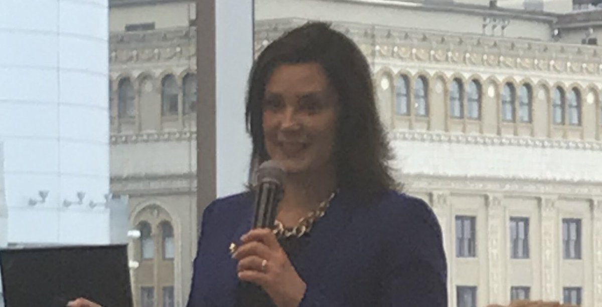 Honored to have opportunity to hear <a href="/GovWhitmer/">Governor Gretchen Whitmer</a> speak twice today about her budget proposal. Dedicated funding sources &amp; revenue to support schools, infrastructure, and water. Look to SFRC for research based why/how to help our schools and students. #nomoreshellgames #letsdothis